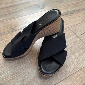 Italian Shoemakers Black Wedge Sandals
